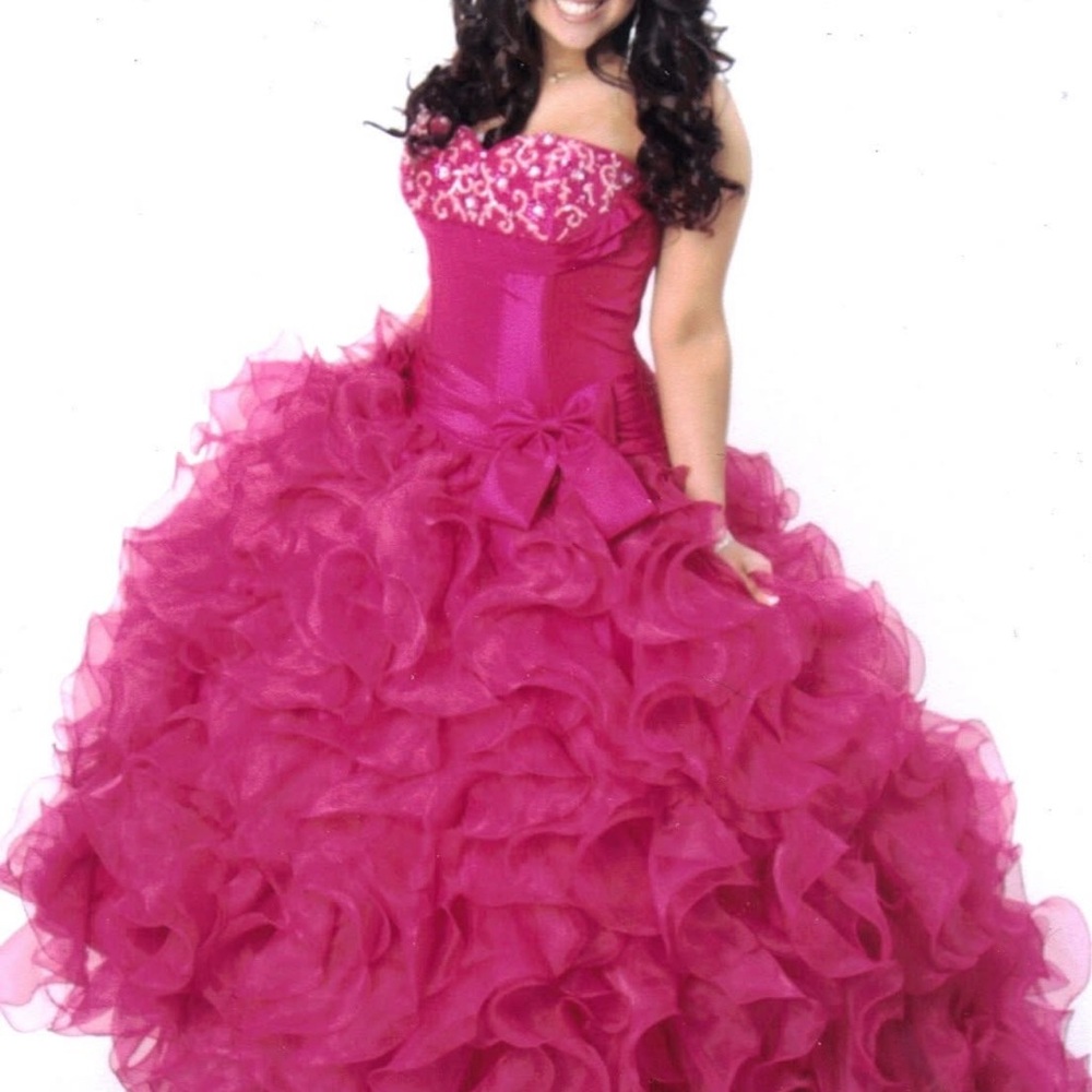 DaVinci Pink Ruffled Prom Dress